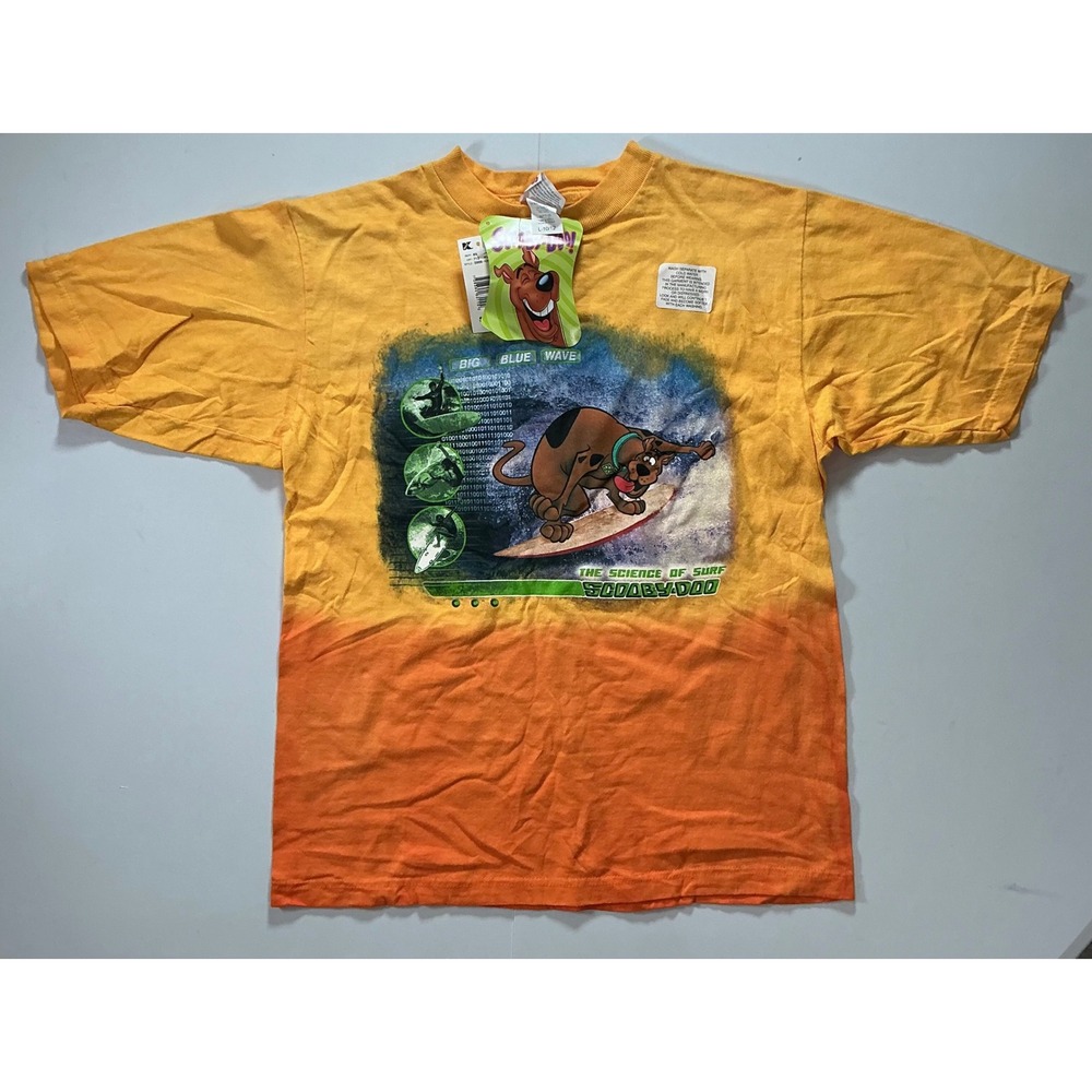 VTG Y2K Scooby Doo Graphic T Shirt Kids Sz L 10 12 Dip Dye Surfing Cartoon NWT